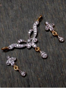 CZ Pendant With Earrings